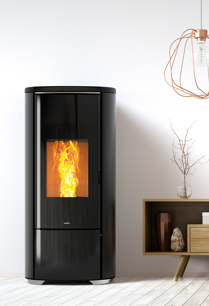 Nobis poêle à pellets A 10 V Round Glass 10 kw
