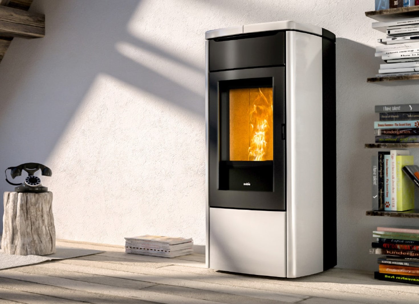 Masnada, Poêle à pellets granulés Palazzetti Ecofire AURORA US 9 ou 12  kW Pro2 Acier